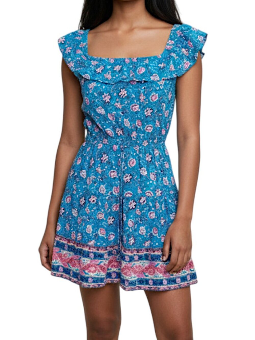 BeBop Teal Pink Floral Dress Junior's Size S